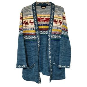 Vintage Monarch Knits Fair Aisle Reindeer Cardigan Sz Medium
